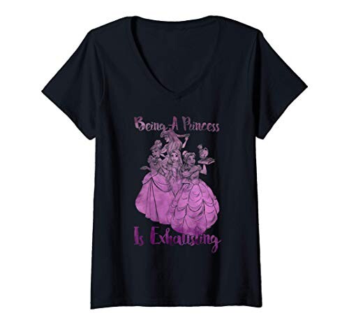 Femme Disney Princess Exhausted Princesses T-Shirt avec Col en V