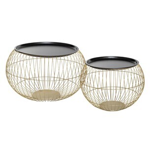 Set de 2 tables Alya, doré et noir, métal - Atmosphera, créateur d'intérieur
