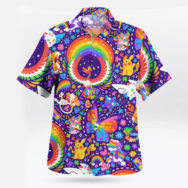 Rainbow Style Pokemon Hawaiian Shirt – Colorful Aloha Vibes - Tropi Hawaiian Shirts