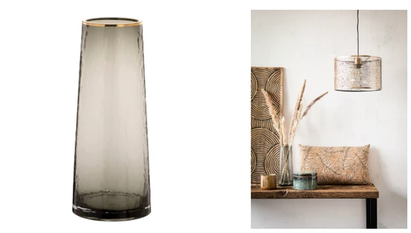 Comporta - Vase en verre recyclé transparent et gris H25