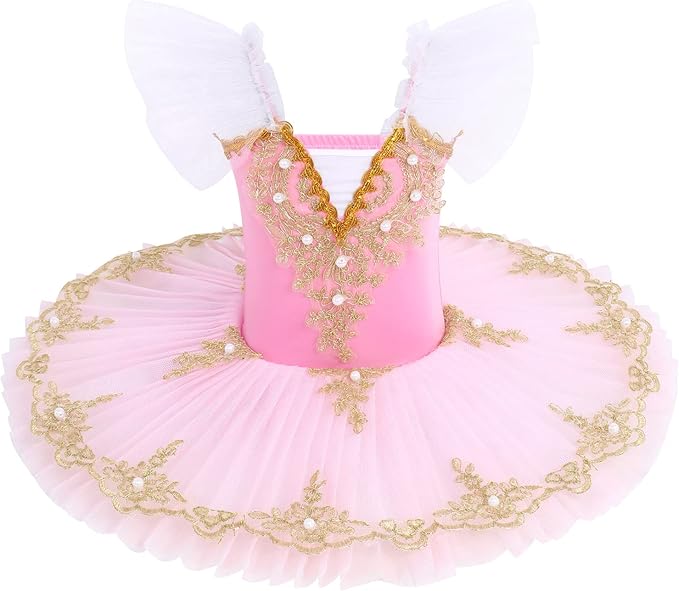 Justaucorps De Danse Paillettes Enfant - Robe Asymétrique Lyrique/Contemporaine - Taille 5 à 16 Ans - YEAHDOR