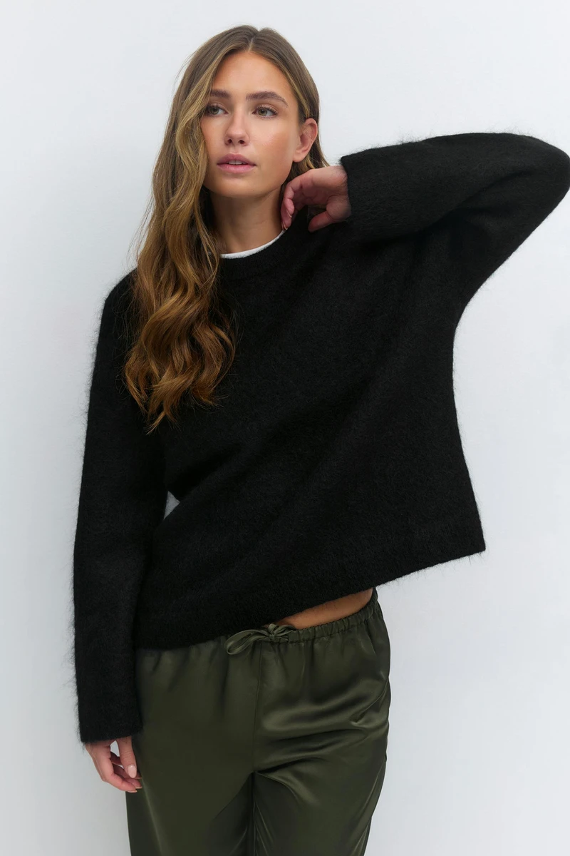 Mohair knitted sweater - Noir - Femme - Gina Tricot