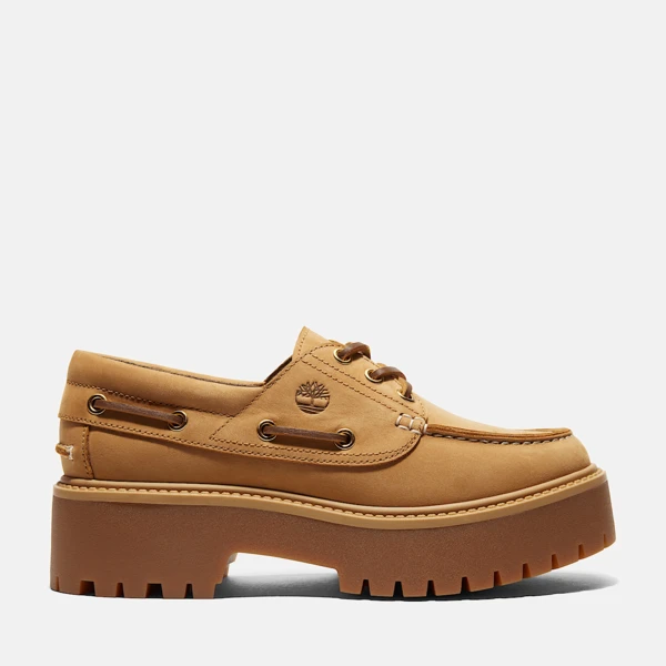 Chaussure bateau Stone Street pour femme en jaune