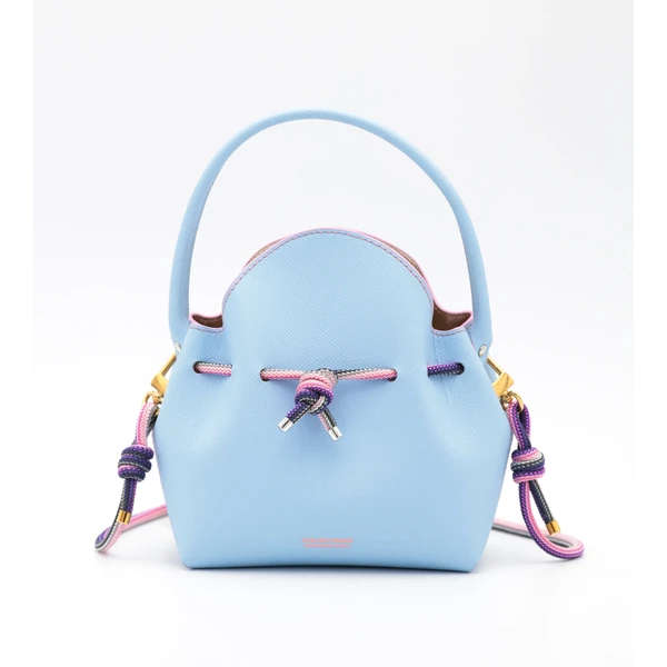 Mini Sac Seau Cuir - MINI BUCKET - Bleu Ciel