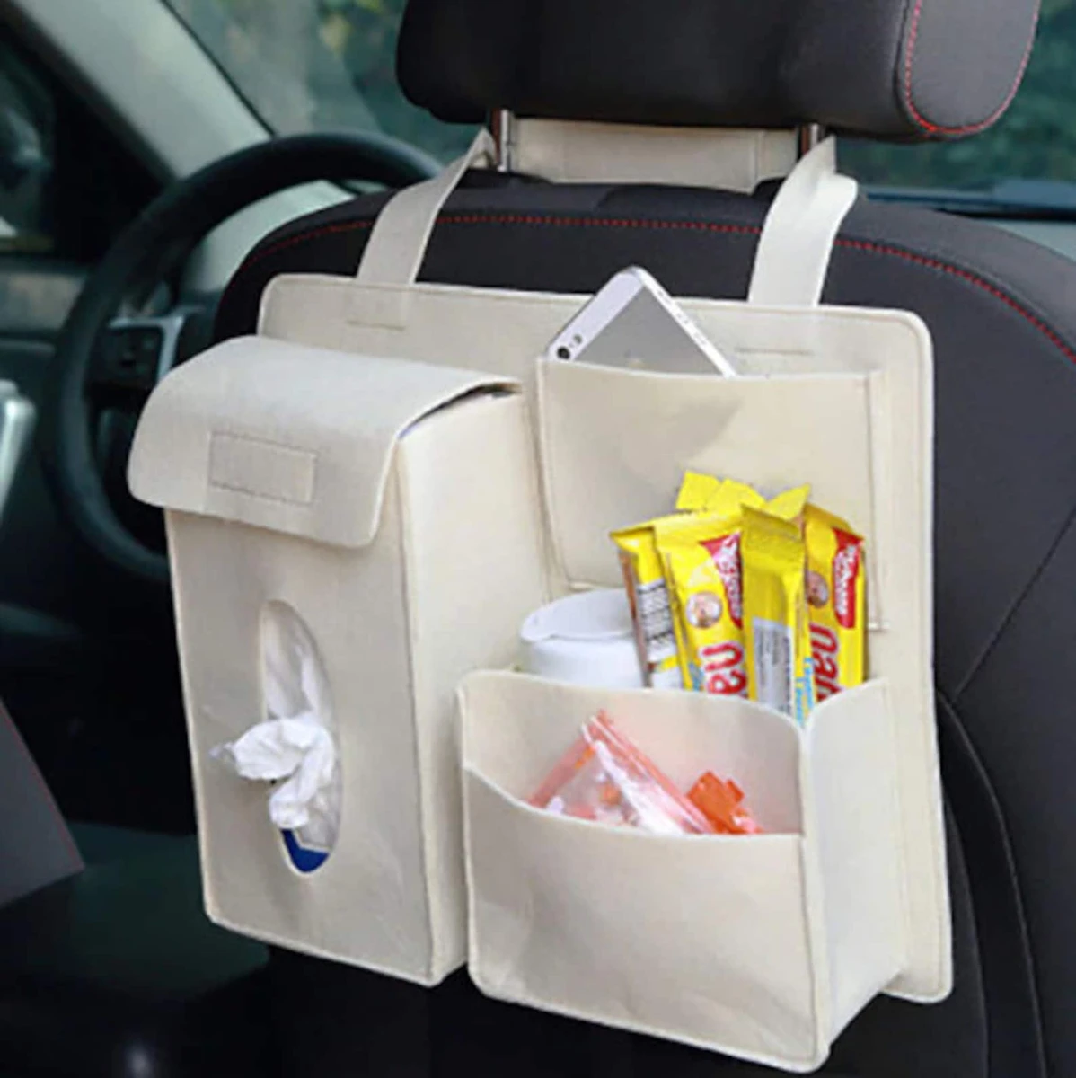 Car Organizer Travel Hanger Multi Creative Storage Hanging Bag Back Seat for Auto Capacity Pouch Container gap filler CuteCarAccessoriess