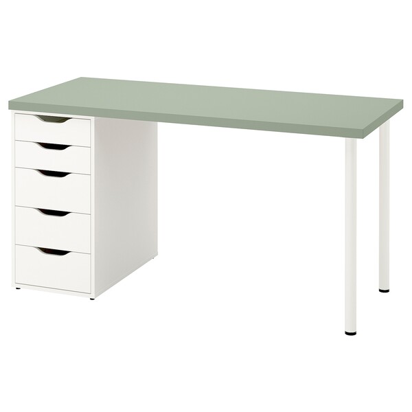 LAGKAPTEN / ALEX Bureau - vert clair/blanc 140x60 cm