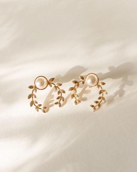 Pearl Leaf Earrings