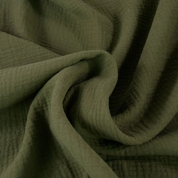 Tissu Double Gaze Bio Uni - Kaki | Douceur et Élégance | Tissu Coton