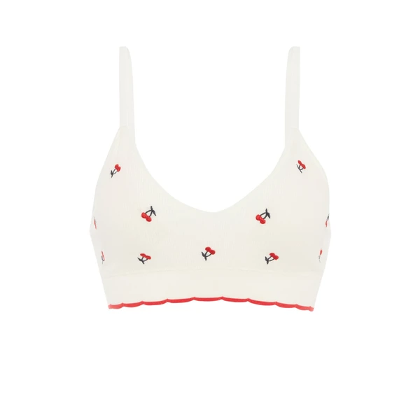 Soutien-gorge triangle en seamless broderies cerise