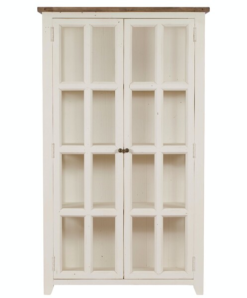 Bibliothèque vitrine blanche bois recyclé BRISTOL