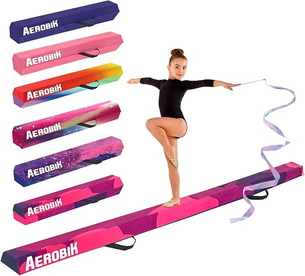Aerobik® Poutre de Gymnastique Pliable Violette pour Enfants et Adultes | Transportable avec Sac de Transport | Rigide, Légère, Antidérapante | 3 Couches Revêtement Soft Touch | OriginalCup