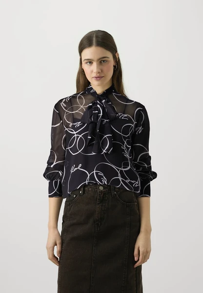 PRINTED BOW BLOUSE - Blouse - black/white