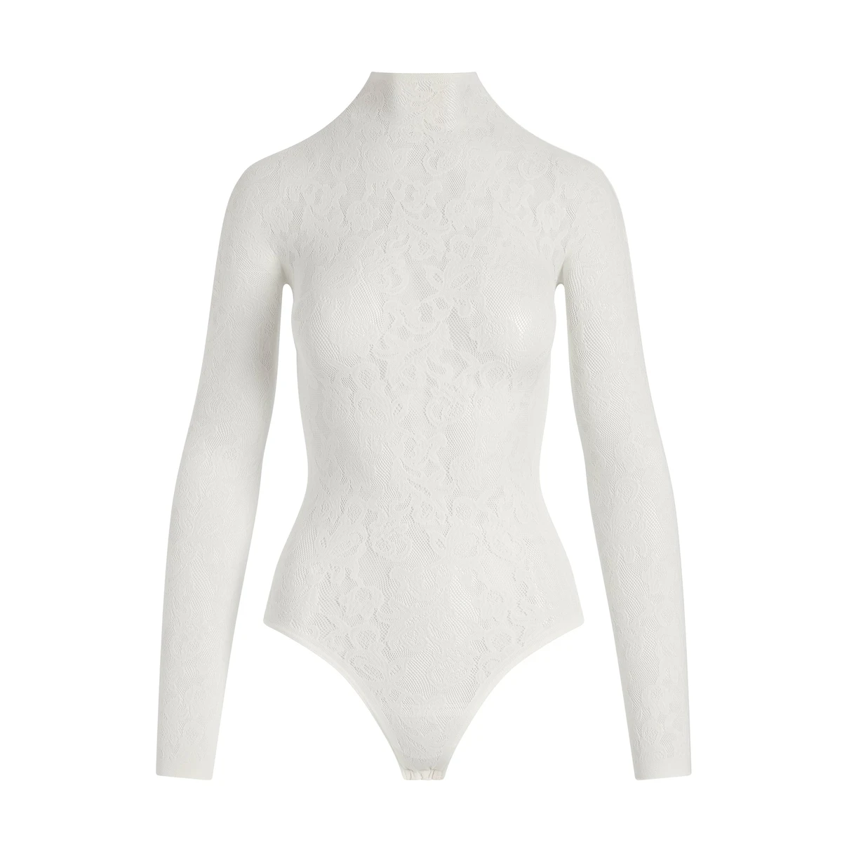 KNIT LACE MOCK NECK BODYSUIT | IVORY