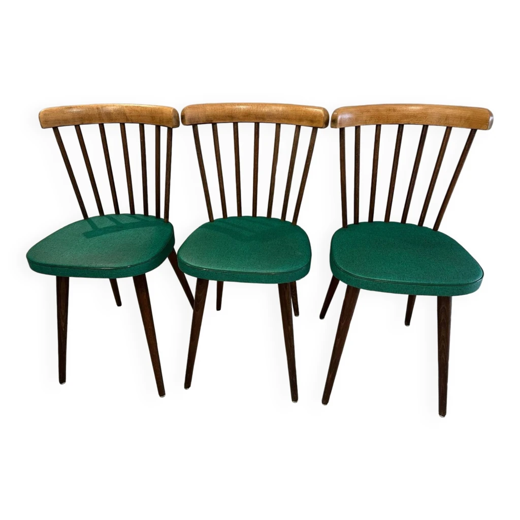 Lot 3 chaises bistrot modèle 740V maison Baumann vintage 1960
