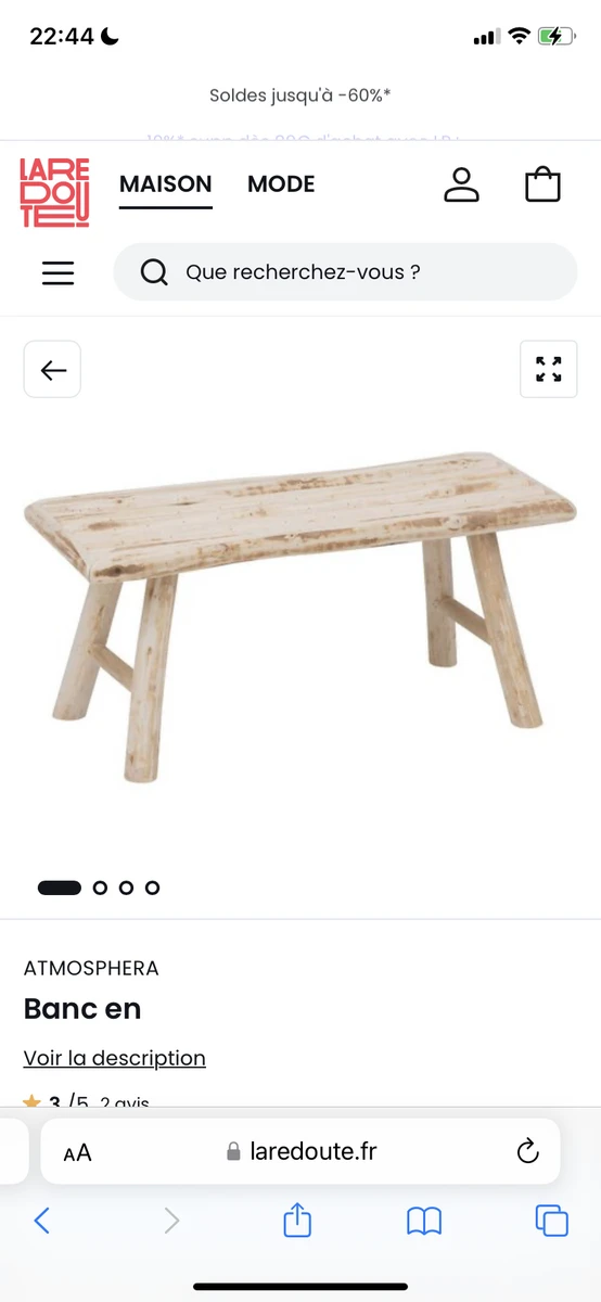 Banc en bois pour entrée 
