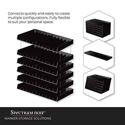 Spectrum Noir Organisateur de Rangement Universel pour marqueurs – Plateaux empilables – Lot de 6 (12 stylos) – Facile à Assembler, Design modulaire – Rangement Parfait de Bureau