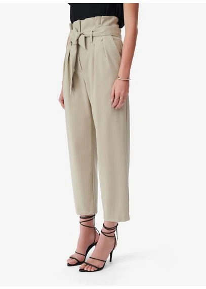 Pantalon droit en laine mélangée | Vert
