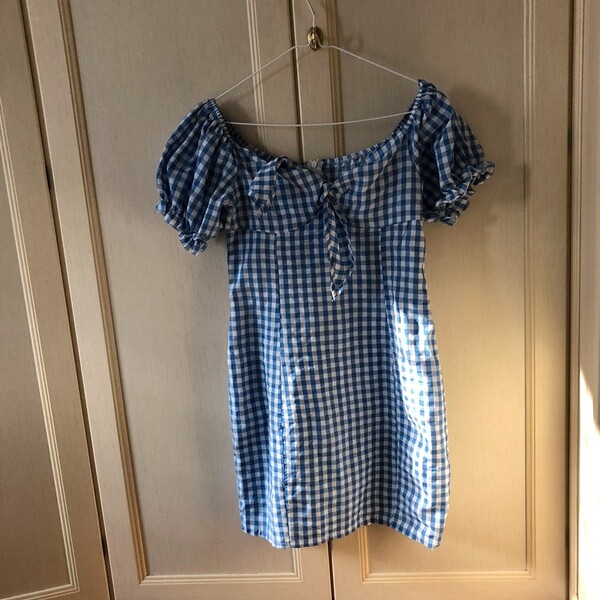 gingham milkmaid dress TAILLE M