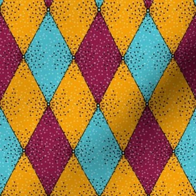 Harlequin Diamonds in Pink, Aqua, Orange Fabric | Spoonflower