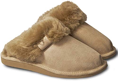 ESTRO Chaussons en Cuir Femmes Pantoufles Femme Hiver Pantoufle Peau de Mouton Intimo