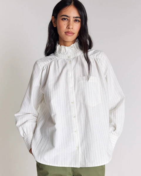 Chemise Leonor rayures vert et écru