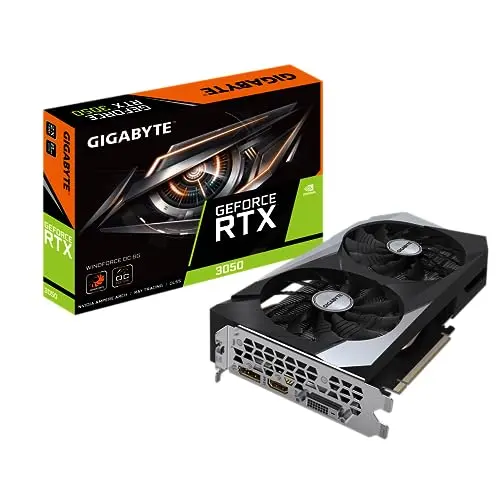 Gigabyte NVIDIA GeForce RTX 3050 WINDFORCE OC Carte graphique - 8GB GDDR6, 128-bit, PCI-E 4.0, 1792MHz Core Clock, 1x DP 1.4, 1x HDMI 2.1, NVIDIA Ampere - GV-N3050WF2OC-8GD
