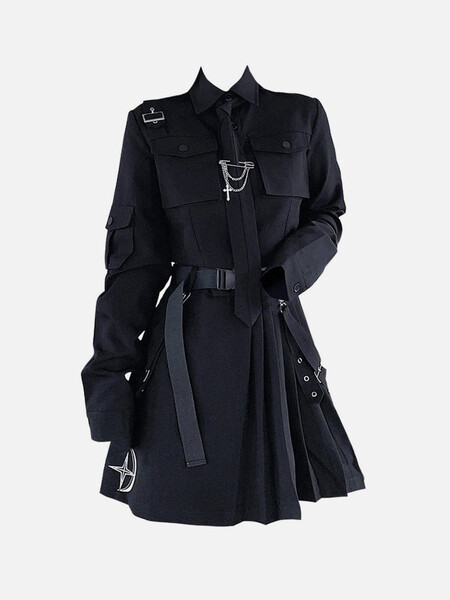 NEV Dark Gothic Exposed Waist Skirt Suit