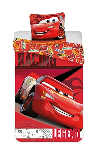 Disney Cars Parure de lit Rouge Flash McQueen - Housse de Couette 140x200 cm + Taie 65x65 cm