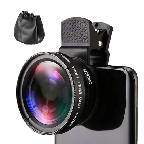 Kit D'objectifs 2 en 1 pour Téléphone Portable, Objectif Grand Angle 0,45x et Objectif Macro 12,5X pour Iphone, Android, Samsung Galaxy, la Plupart des Téléphones Portables et Tablettes