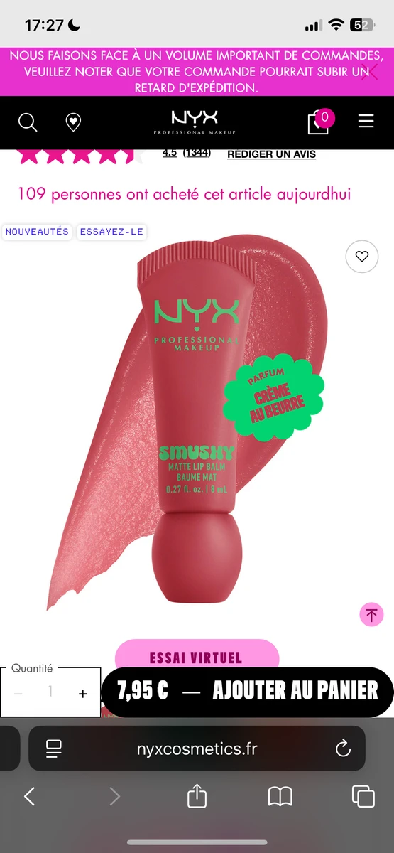 Baume à lèvres mat SMUSHY | NYX Professional Makeup