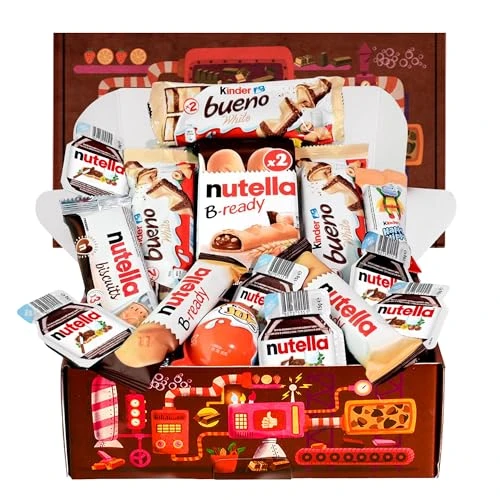 Boîte de chocolats, Coffret cadeau original pour anniversaires, enfants, amoureux, Kinder Bueno, Happy Hippo, Joy, Nutella B-ready, Biscuits, Coffret chocolat a offrir pour Noël, Carton recyclable