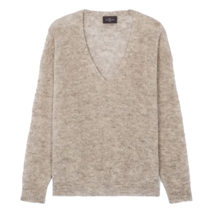 Pull Col V Oversize Baby Alpaga et Cachemire | Gris argent