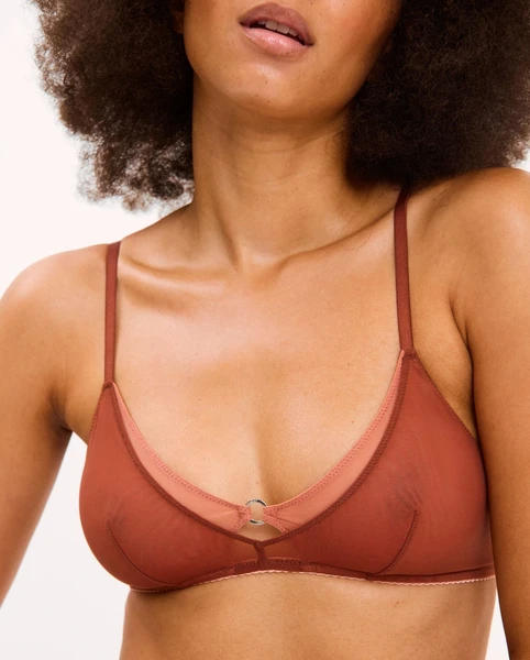 Mesh Double Triangle Bralette Rust