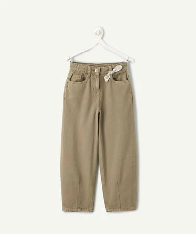 Pantalon fille balloon kaki