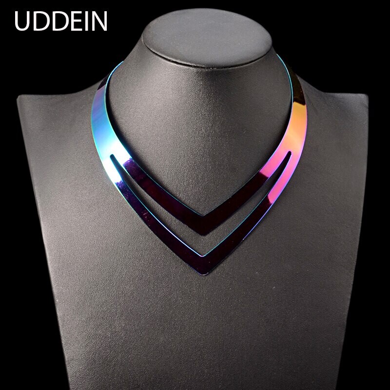 UDDEIN – collier géométrique en métal, tour de cou et pendentif en alliage de couleur, bijoux de fête, maxi