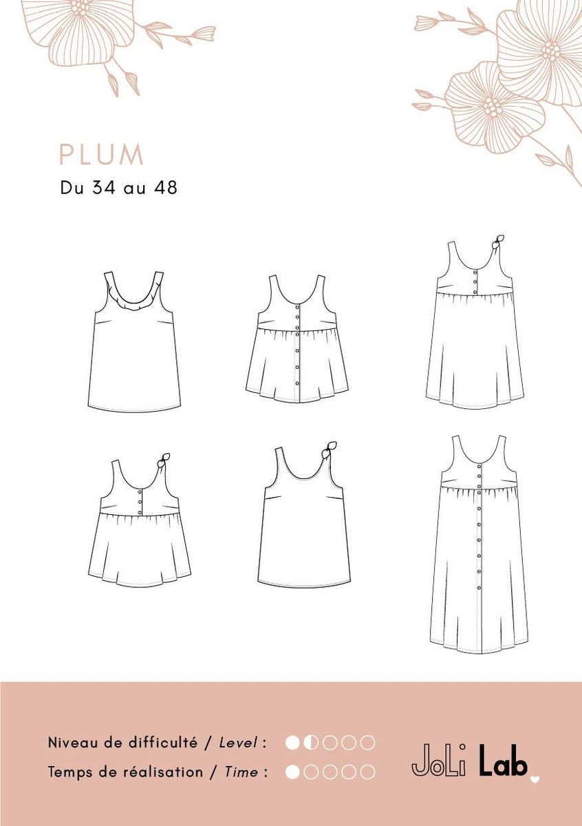 Robe/Top Plum - Patron Couture PDF ou Pochette