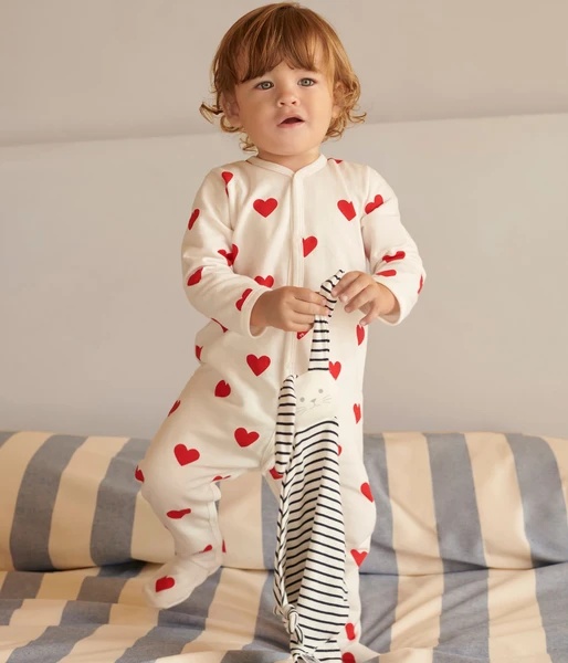 Pyjama à cœurs rouges en coton bébé