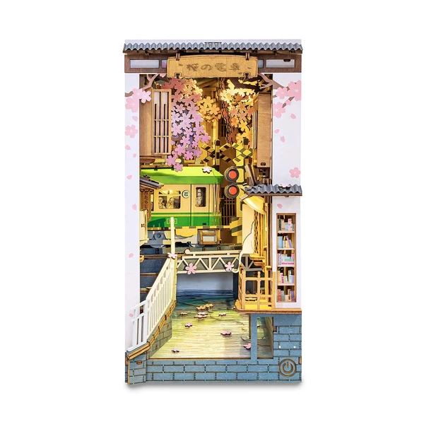 Rolife Sakura Densya Kit d'insertion d'étagère de coin de livre bricolage TGB01