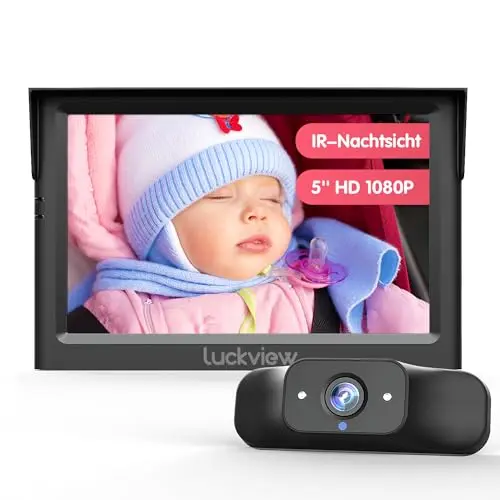 Luckview BM1 Caméra arrière de voiture pour bébé, caméra arrière de voiture 1080p avec vision nocturne infrarouge, zoom x3 pour une vue plus proche, installation facile en 5 minutes