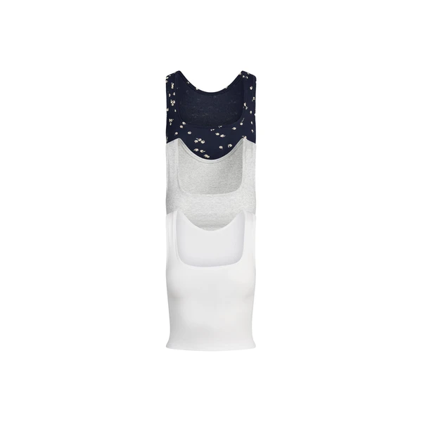 COTTON RIB TANK 3-PACK | NAVY DAISY PRINT