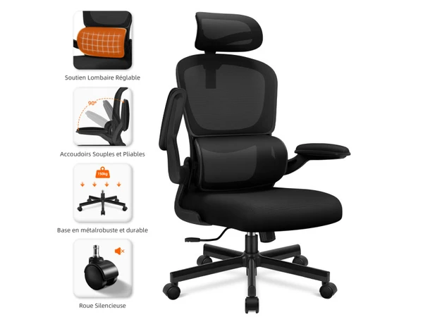 Chaise bureau,fauteuil de bureau avec des accoudoirs pliables,chaise de bureau ergonomique-U17179866