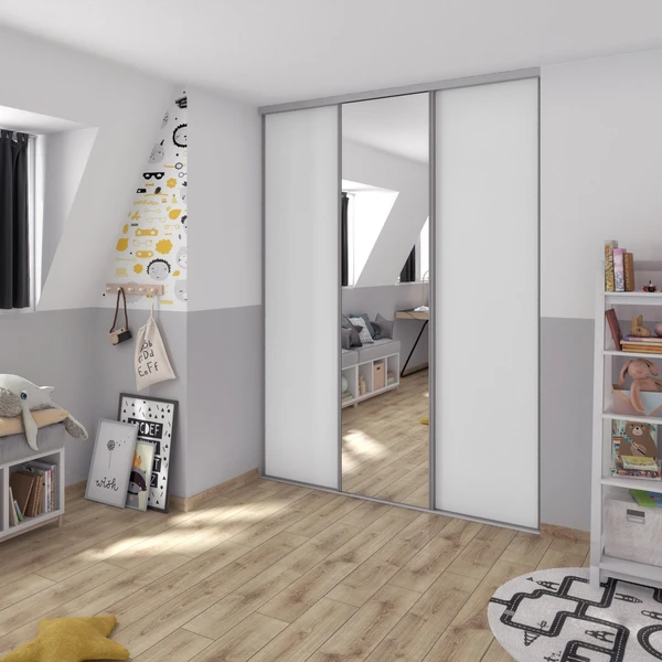 x2 Paire de rails SPACEO laqué aluminium gris L.194 cm