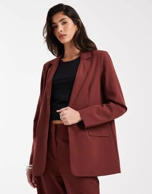 Vero Moda - Blazer d'ensemble habillé coupe ample - Bordeaux