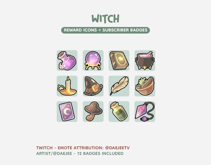 🔮 WITCH PACK | x12 badges - Daejee's Ko-fi Shop