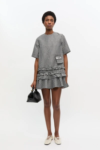 Robe courte froissée à carreaux