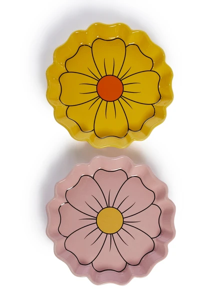 Dolls Home Daisy Hippie Floral Ash Trays Trinket Dish Set - Multi