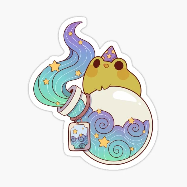 Potion d'eau rêveuse avec grenouille sorcière | Sticker