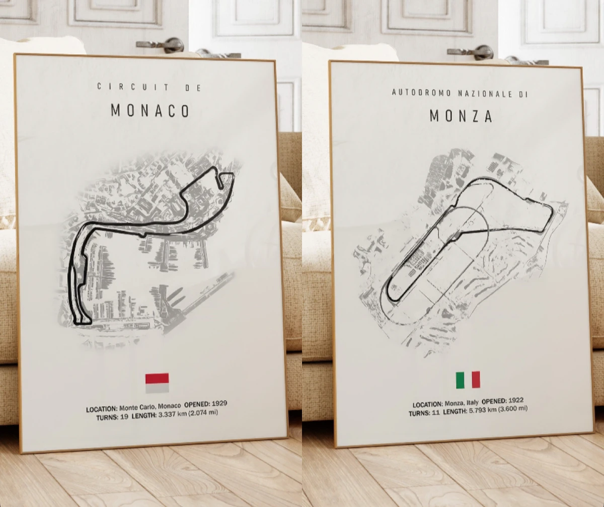 — etsy, poster formula 1 tracks (monaco and monza in 30x40)
