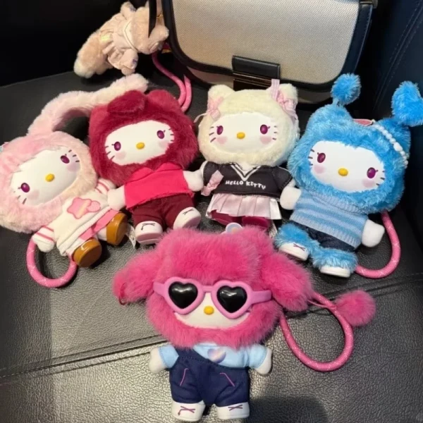 Véritable Hello-Kitty Pop Star velours pendentif série vinyle poupée boîte aveugle à la mode Kawaii Surprise cadeau belle boîte aveugle à la mode jouets