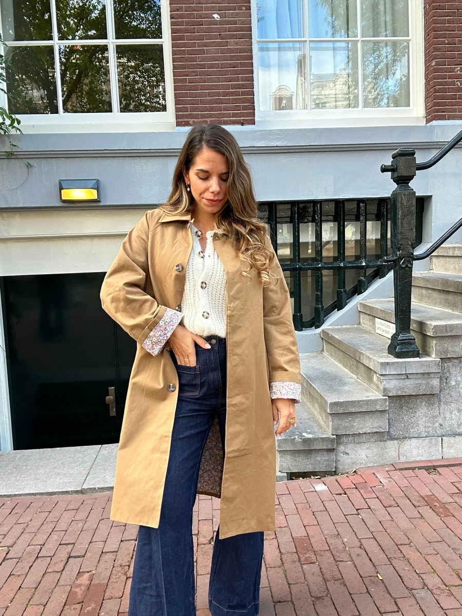 Trench long Émile en coton Liberty camel